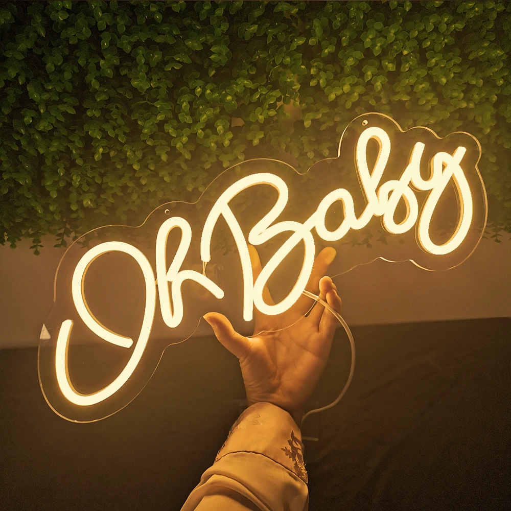 

Oh Baby Neon Sign 55x20cm Led Flex Light Transparent Acrylic Oh Baby Neon Light Sign For Baby 1st Birthday Party Decoration