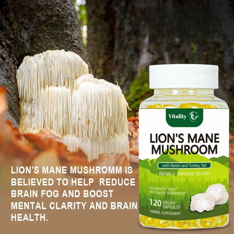 Vitality Lion\'s Mane Mushroom Extract Supplement for Mood and Sleep Health, Non-GMO, Gluten-free