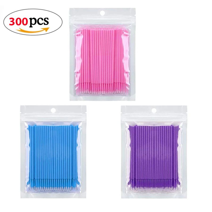 300pcs Micro Brush  Eyelashes Extension Individual Lash Removing Swab Microbrush For Eyelash Extension Tool Applicator