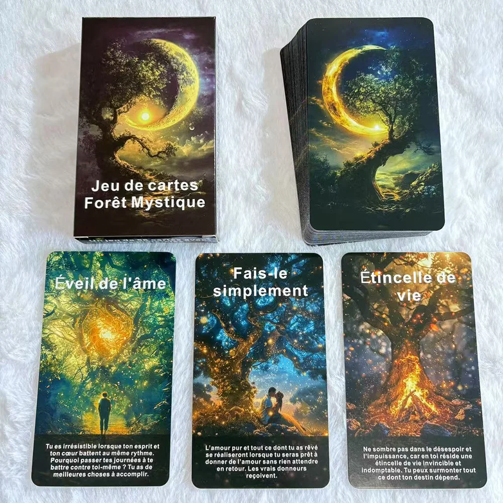 French Mystic Forest Theme Oracle Deck, 56 Aesthetic Inspirational Oracle Cards for Mindfulness & Daily Reflection, 12x7cm