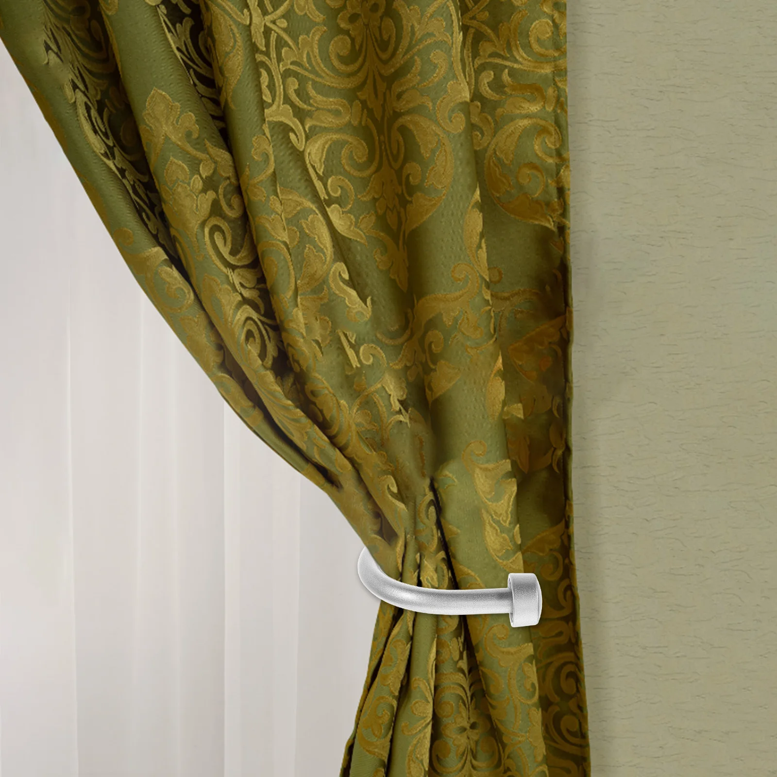 

2Pcs U Shaped Iron Curtain Hooks Tiebacks Wall Mount Holdbacks Modern Window Drapery Treatment Iron Curtain Tiebacks