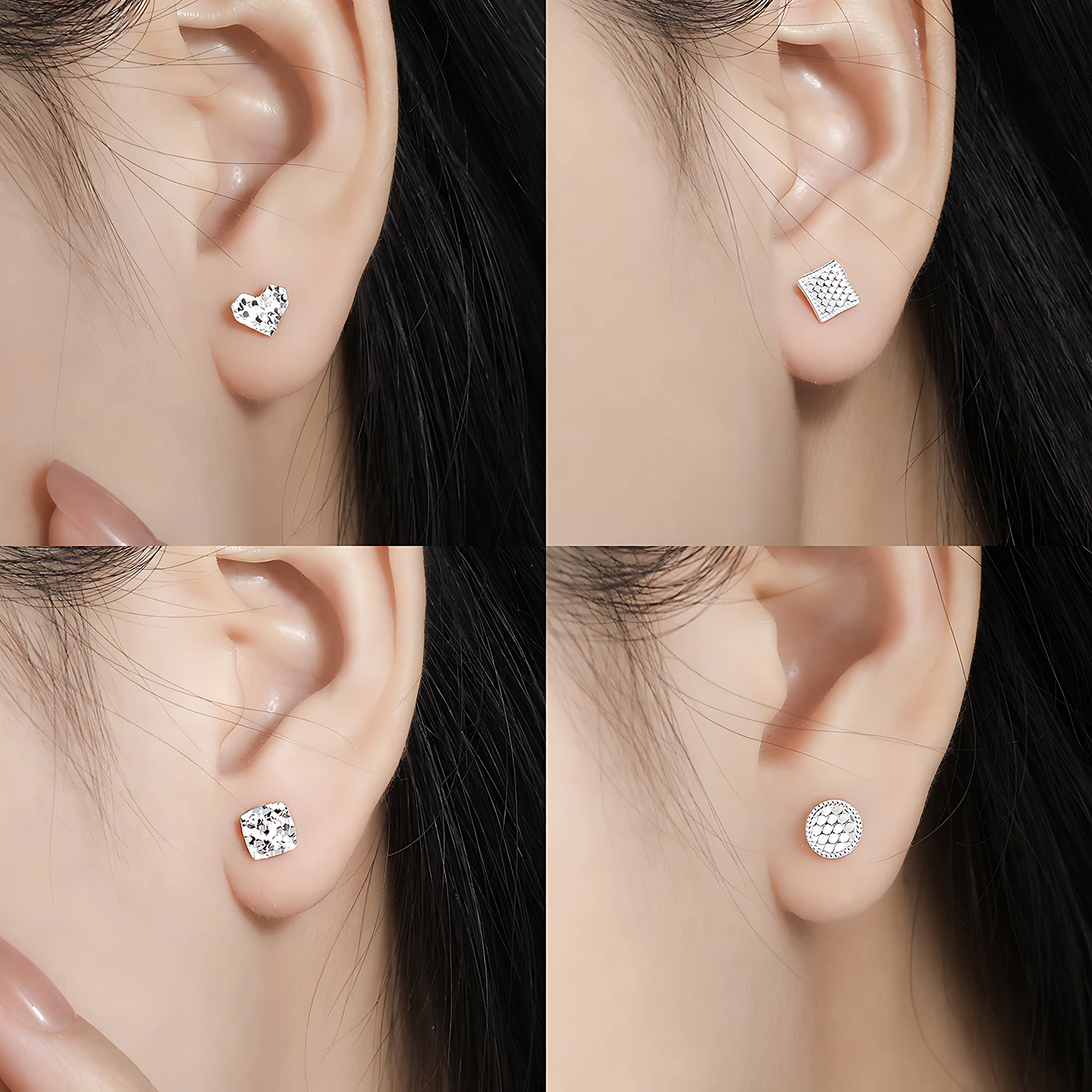Fine Original 925 Sterling Silver Honeycomb Heart Earrings Stud Set for Womens Trending Small Dainty Honey Com Shaped Earring
