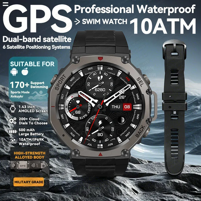 2025 For HUAWEI New Military Smart Watch Built-in GPS Compass Altimeter 5ATM Waterproof Sport Smartwatch Men Support Voice Call