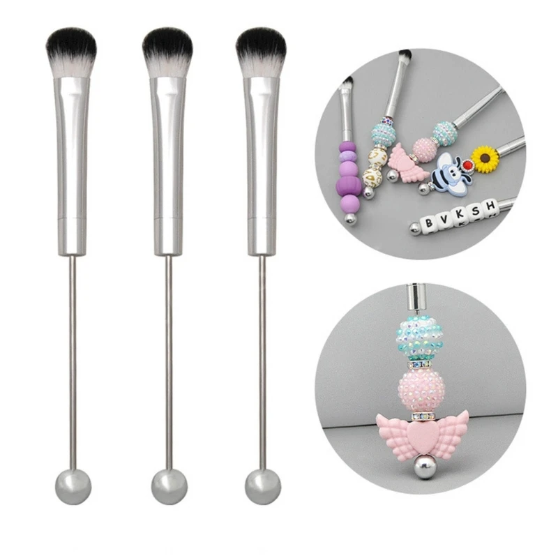 

1Pcs DIY Beaded Makeup Brush Metal Handle Eye Makeup Brushes Cosmetic Brush for Natural and Delicate Makeup