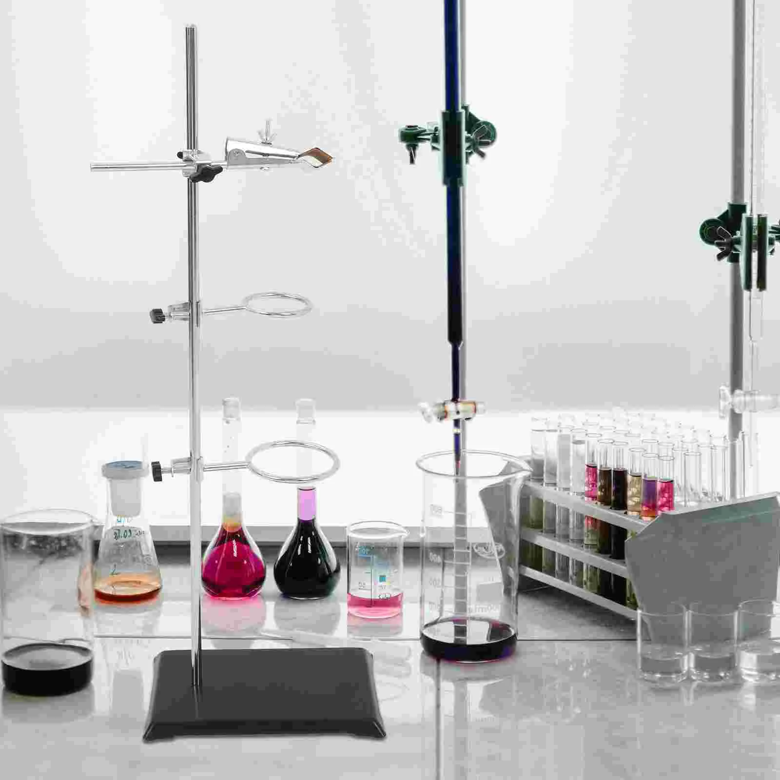 Experimental Bench Iron Stand Laboratory Metalware Stainless Steel Table Rod with Clamps