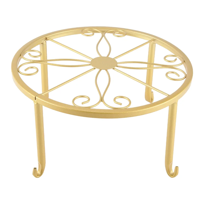 A23E-Floor Iron Pot Plant Stand Flower Shelf Holder Garden Shelves Garden Plant Balcony Round Rack Home Decor