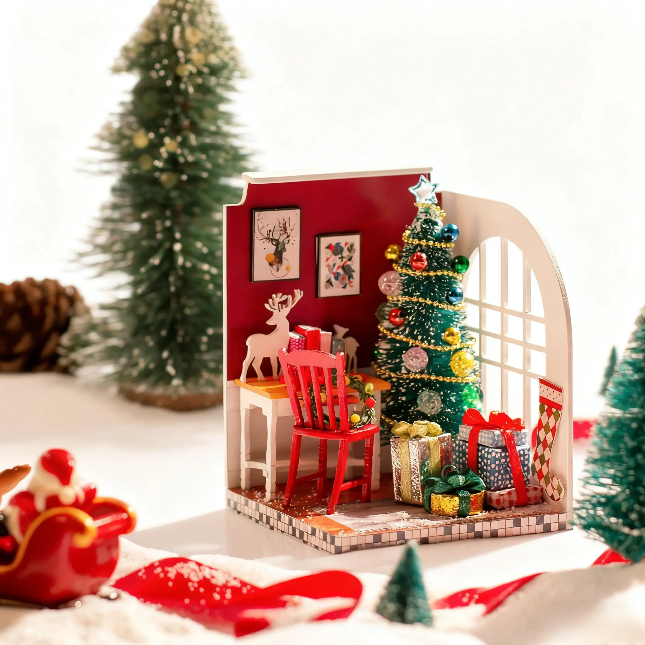 مجموعة بناء غلاف صغير ثلاثية الأبعاد يمكنك صنعها بنفسك حامل كتب نموذج صغير للهندسة المعمارية هدية يدوية إبداعية لمهرجان أعياد الميلاد 2025 #1