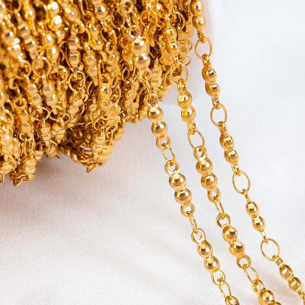 1Meter Stainless Steel 3mm Thick Link Chains Hanging 2.5mm Bead for DIY Men Necklace Bracelet Bag Chain Jewelry Making Wholesale image 3