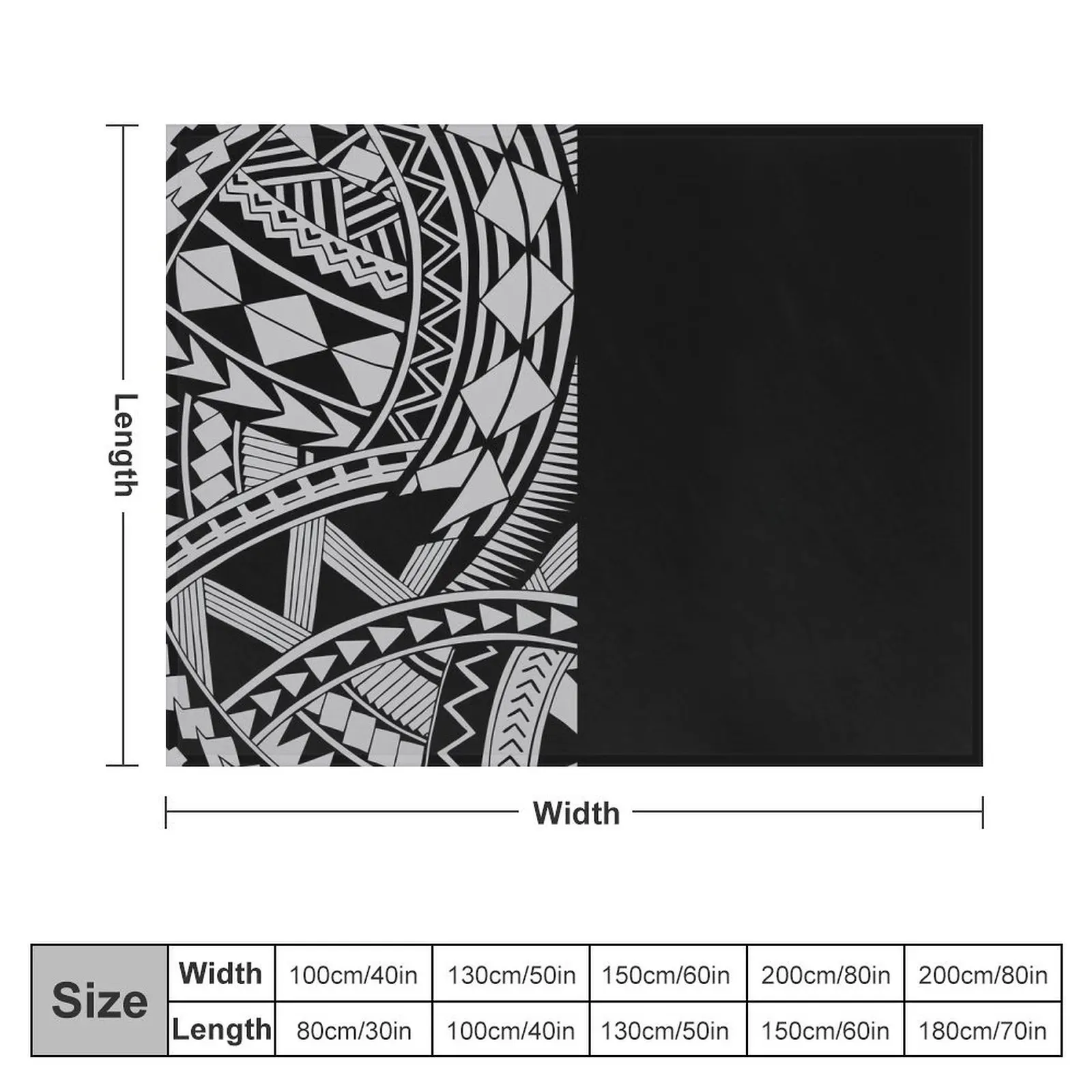 Polynesian samoan tattoo half grey silver black design Throw Blanket For Decorative Sofa Personalized Gift Nap Blankets