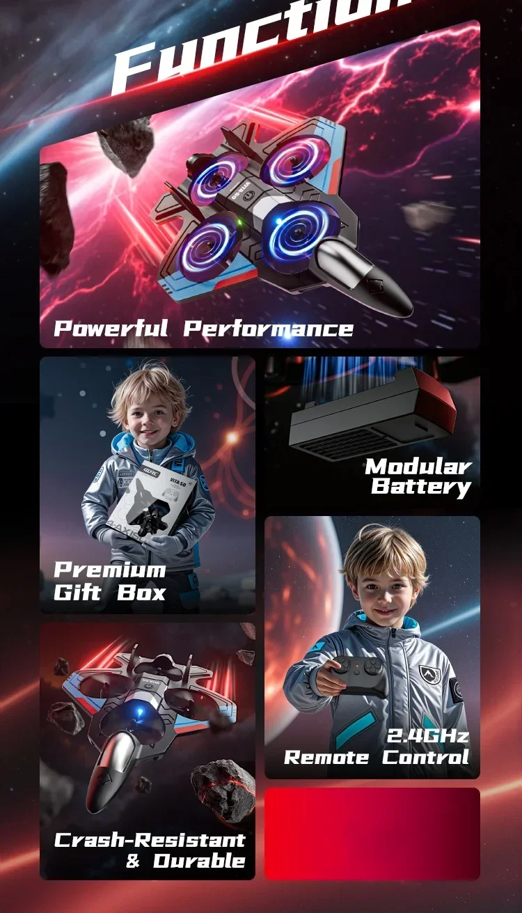 

2.4G 360° Stunt Roll Fixed Wing RC Fighter Toy Electric Plane LED Lighting Headless Mode One Key Take Off RC Plane Toy Kid Gift