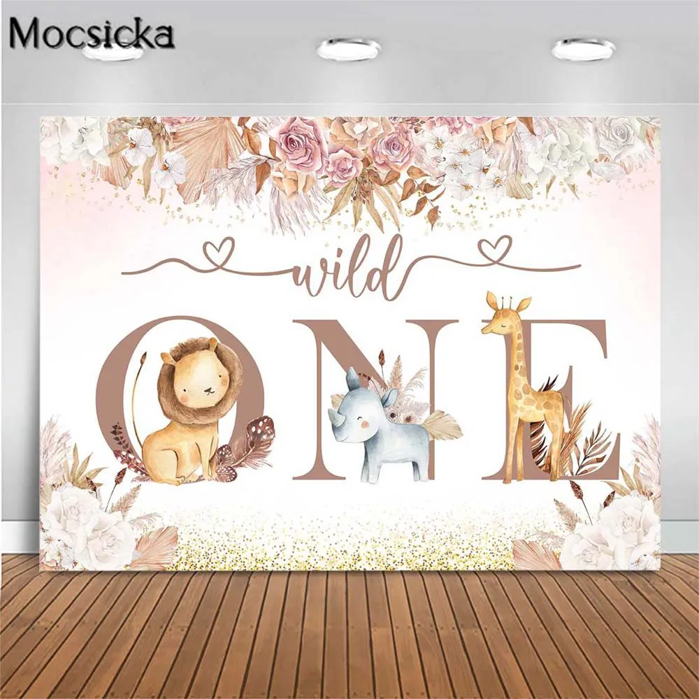 

Mocsicka Wild One Baby 1st Birthday Party Background Decor Bohemian Baby Shower Backdrop Boho Flowers Studio Photography Props