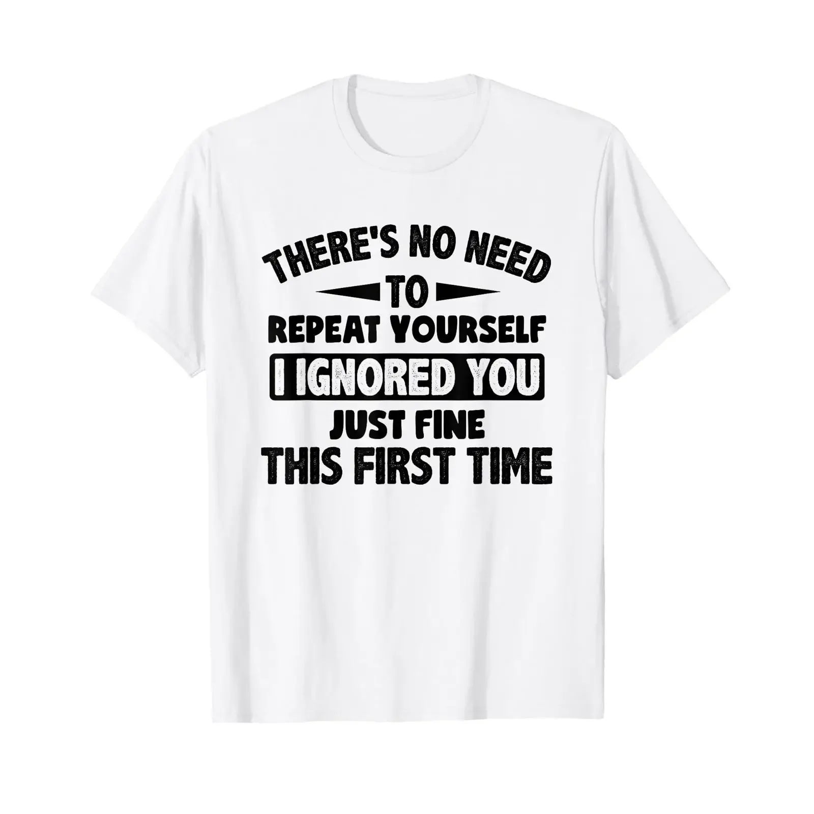 T-shirt unisexe pour garçons, style streetwear, avec la phrase 'Ignored You First Time Fine Funny Sarcastic', vintage, délavé, élégant, respirant, taille S
