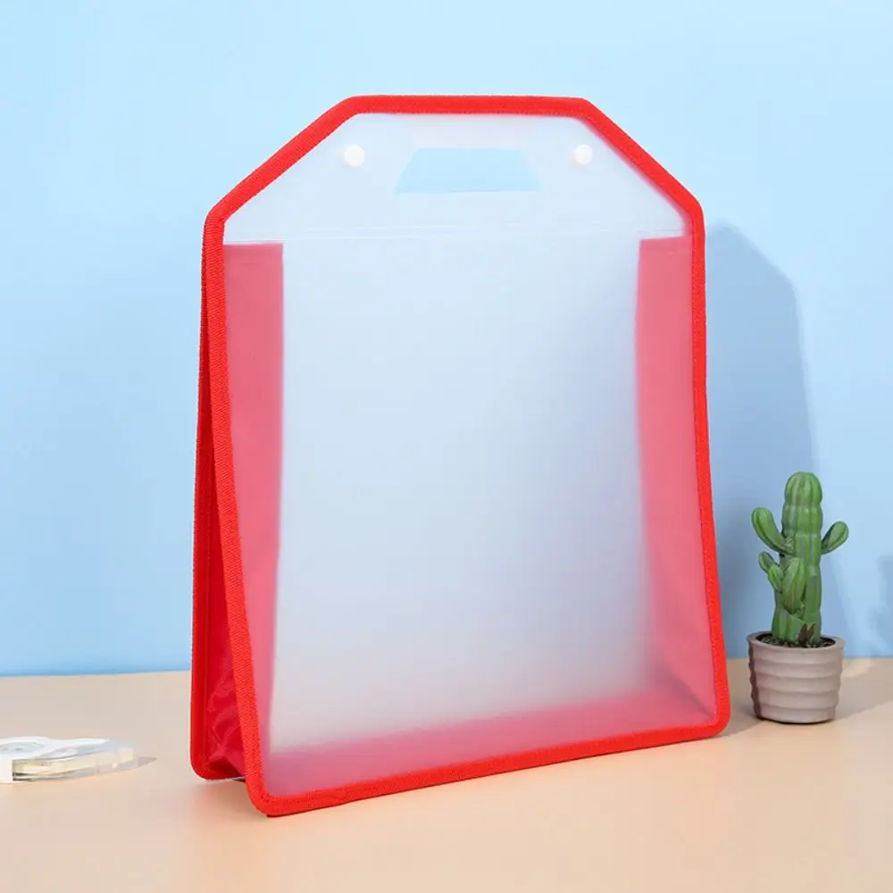 Handle Transparent File Folder Portable Lightweight A4 File Storage Bag Sanding Document Snap On Vertical File Pouch