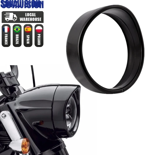 Faro negro de 7 ""para motocicleta, anillo de visera embellecedor, lámpara de cabeza con bisel para Harley Touring Street Glide Road King Glide FL Softail 1984-up