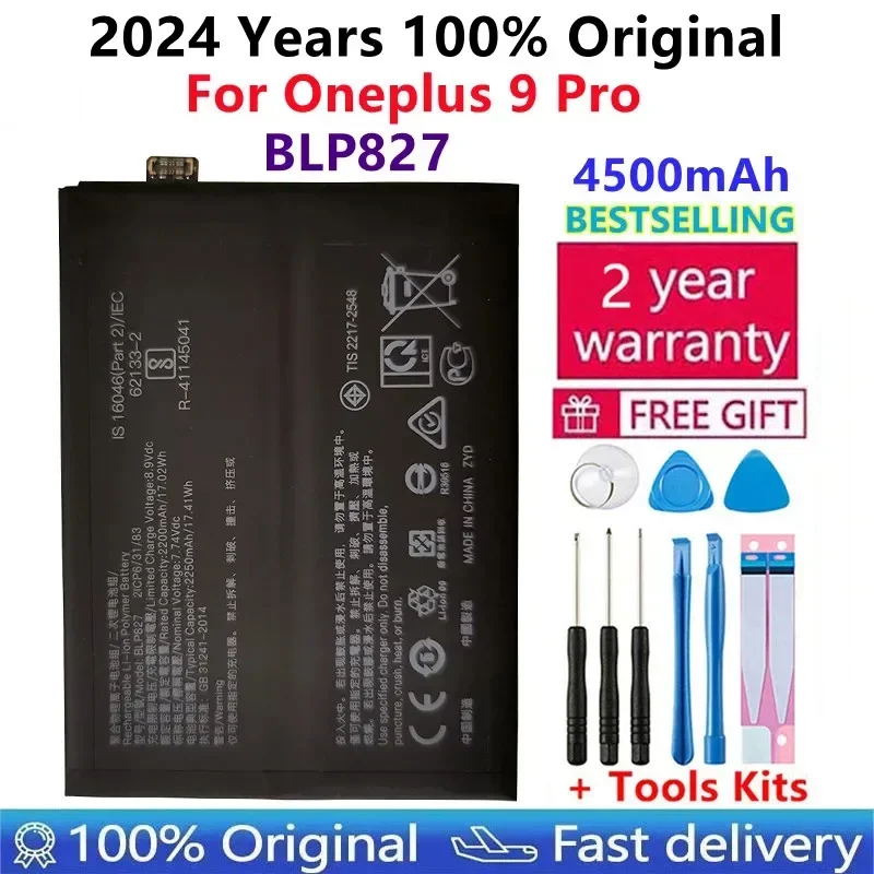 

100% Original New High Quality BLP827 Capacity 4500mAh Phone Replacement Battery For OnePlus 9Pro One Plus 9 Pro Batteries Tools