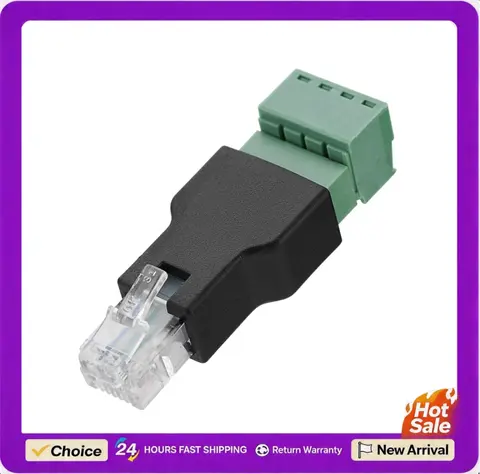 Ethernet Connector RJ11 6P4C Male to 4 Pin Screw Terminal Connector AV Screw Terminal RJ11 Screw Terminal Screw Terminal Adaptor