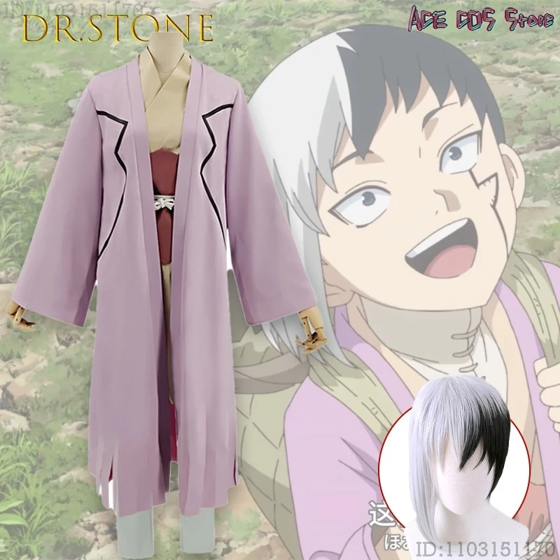 

Halloween Party Carnival Costume nime Dr Men Stone Asagiri Gen Cosplay Costume Wig Unisex Adult Fancy Kimono Cute Outfits Suit H