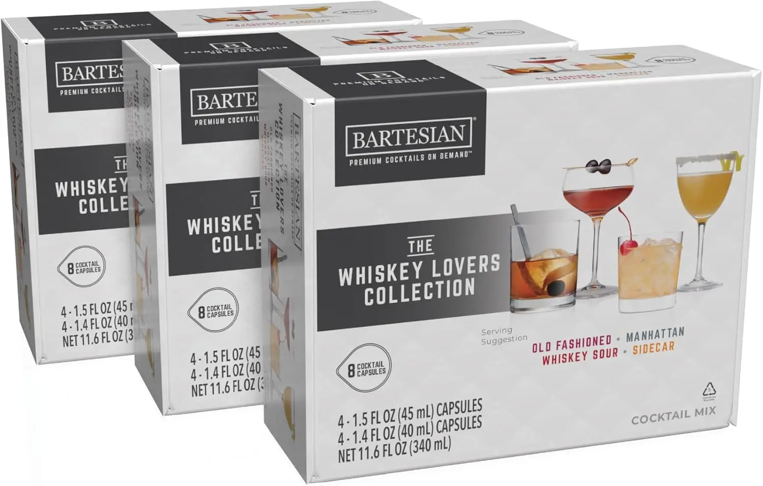 

24-Pack Whiskey Lovers Mixer Capsules for Cocktail Machine – Home Bar Mixology Cocktails Mix Pod Capsule Set