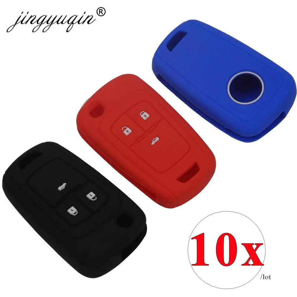 

Силиконовый чехол jingyuqin 10X для Chevrolet, Cruze, Buick, Opel, VAUXHALL, Astra, Corsa, Meriva, Zafira, чехол с 3 кнопками для автомобильного флип-ключа