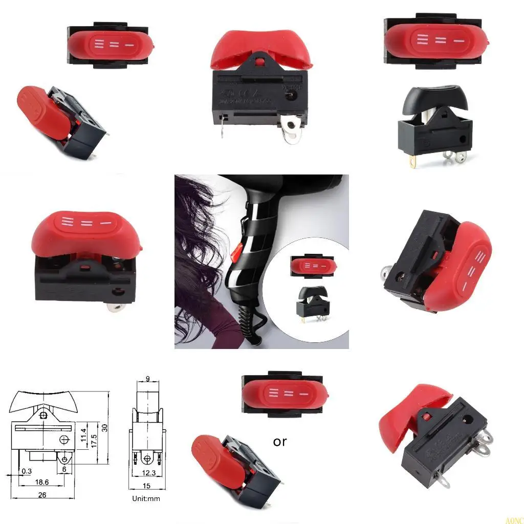 A0NC Negro rojo rojo secador cabello cabello Interruptor en apagado botella agua caliente calentador botella 3