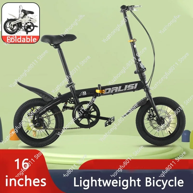 16 Inches Folding Bicycle Disc Brake Road Bike Men Women Adult Student Carbon Steel Frame Fold MTB Bicycle Easy To Carry