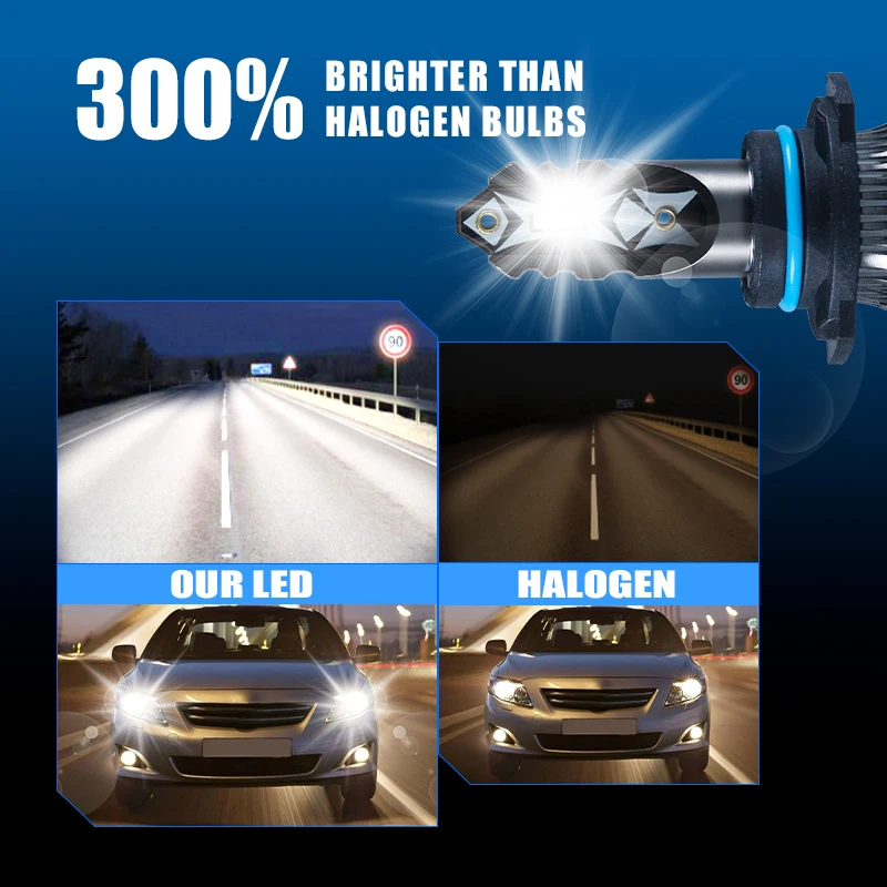 carolyn 2Pcs Car Headlight H4 H7 LED H11 9005 9006 H1 Auto Bulbs 160W 24000LM Light Lamp 6000K 12V Led Headlight Bulbs