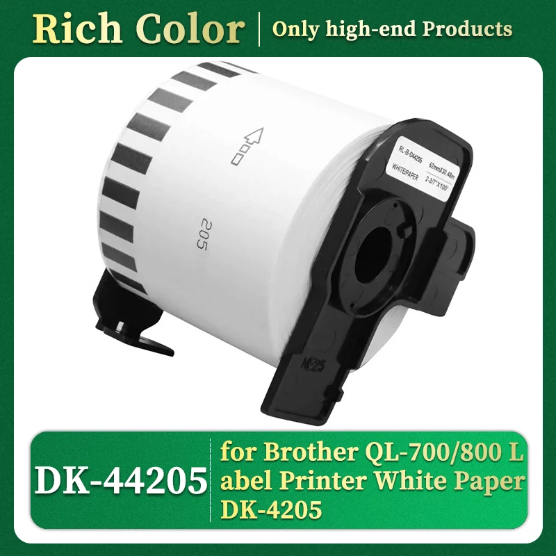 1-4Rolls DK-4205 DK-44205 Label 62mm*30.48m Thermal Paper Continuous Compatible for Brother QL-700/800 Label Printer White Paper