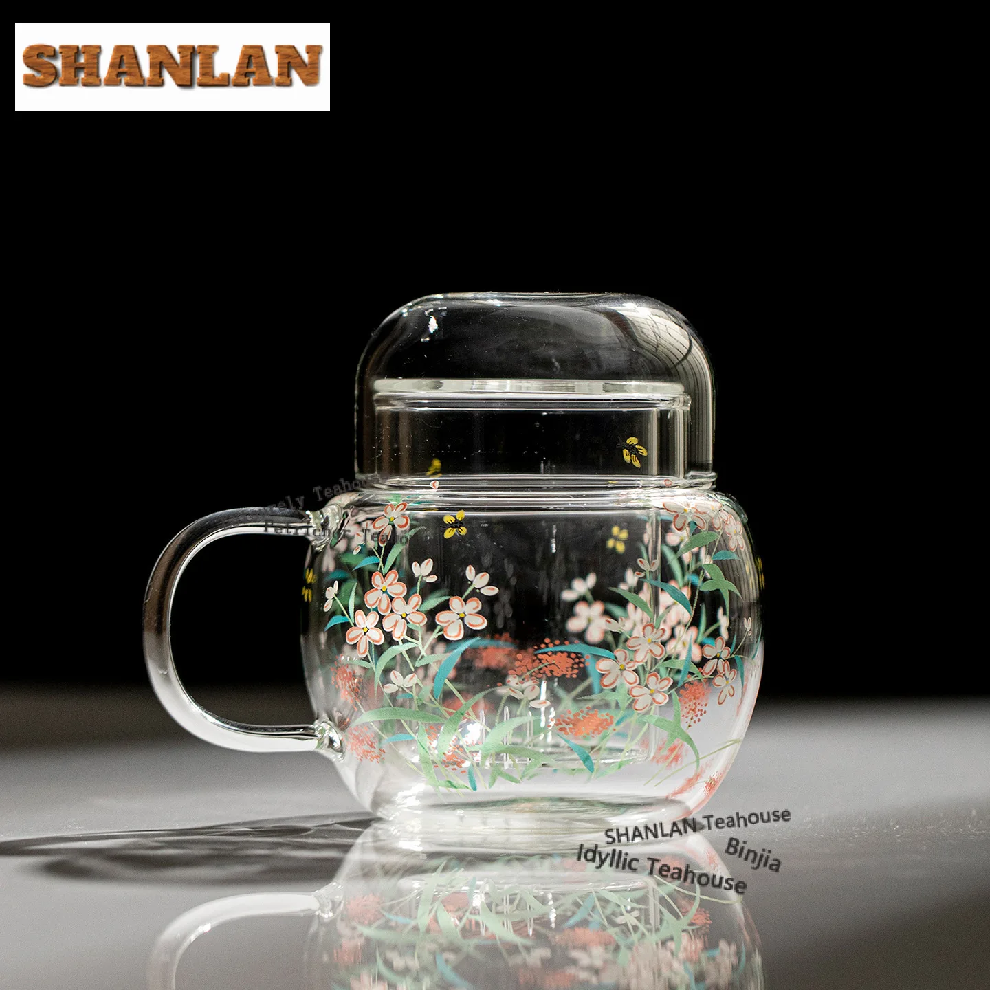 

300ml Flower Glass Dun Dun Teapot Elegant Tea Infuser Pot Tea Making Kettle With Ball Hole Chinese Tea Set Accessories Ornaments