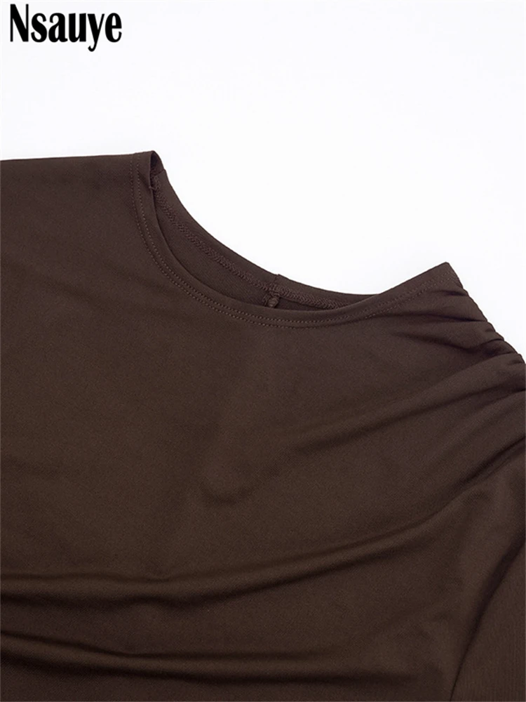 Nsauye موضة جديدة المرأة قصيرة التفاف عالية الخصر فستان شتاء صغير 2025 ملابس مثير ليلة نادي حفلة سهرة فستان بكم طويل #6