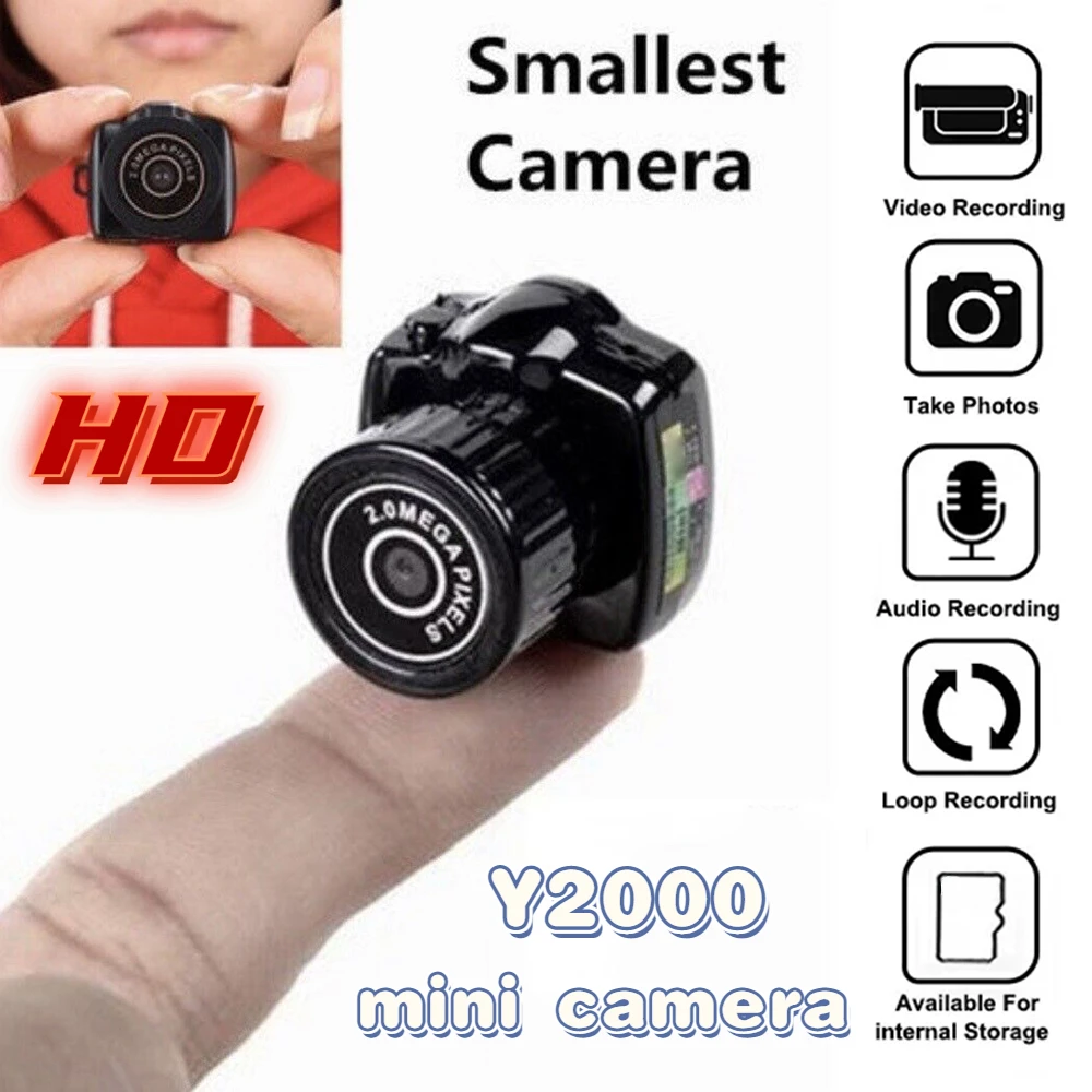 Mini Camera HD Portable Audio Video Recorder Ultra Small Body Camera Sport DV DVR Security Protection Y2000 Monitoring Camcorder