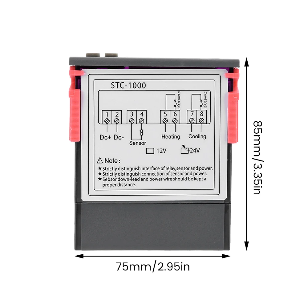 STC-1000 LED Digital Temperature Controller Heating Cooling Centigrade Thermostat 2 Relays Output NTC Sensor Probe 12V 24V 220V