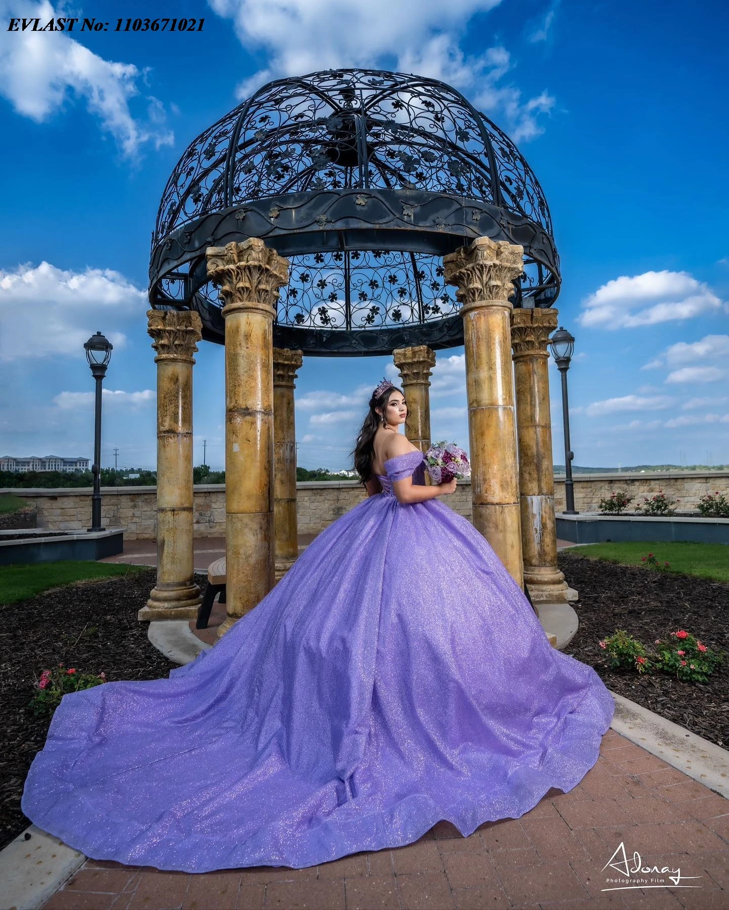 EVLAST Personalizzato Viola Abito Quinceanera Abito di Sfera Lucido Applique Che Borda Spalle Scoperte Corsetto Dolce 16 Abiti De Anos SQ368