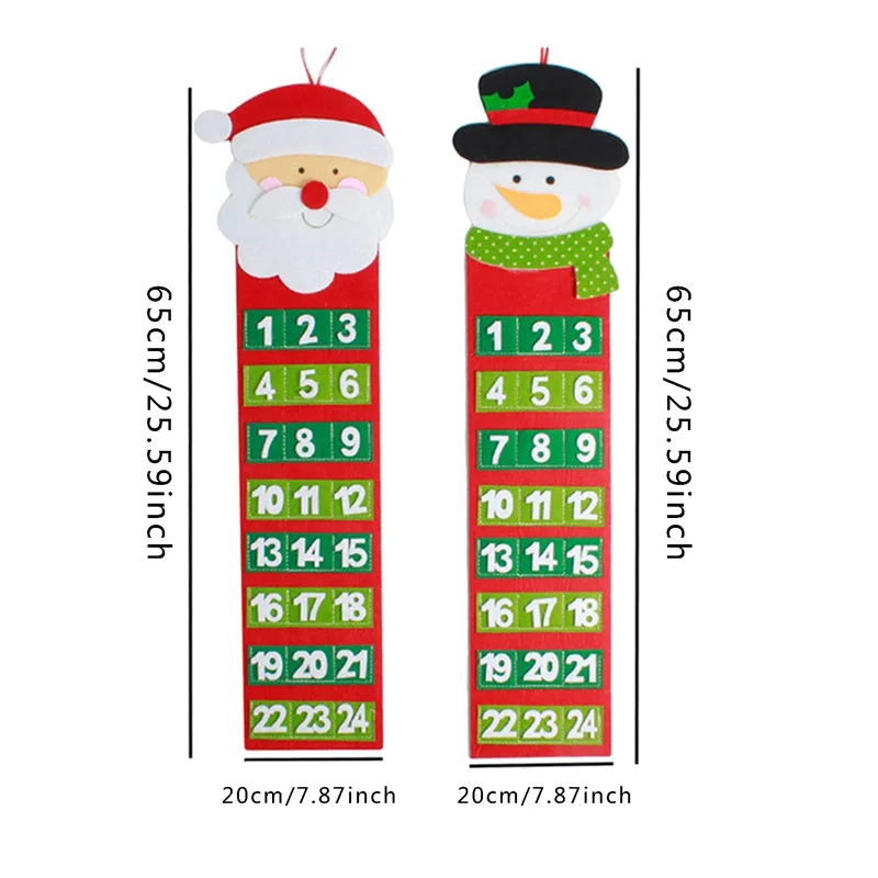 Calendario de Adviento de Navidad de cuenta regresiva, colgante de puerta de pared de tela no tejida, regalo de cumpleaños de Navidad, decoración del hogar, 1 pieza