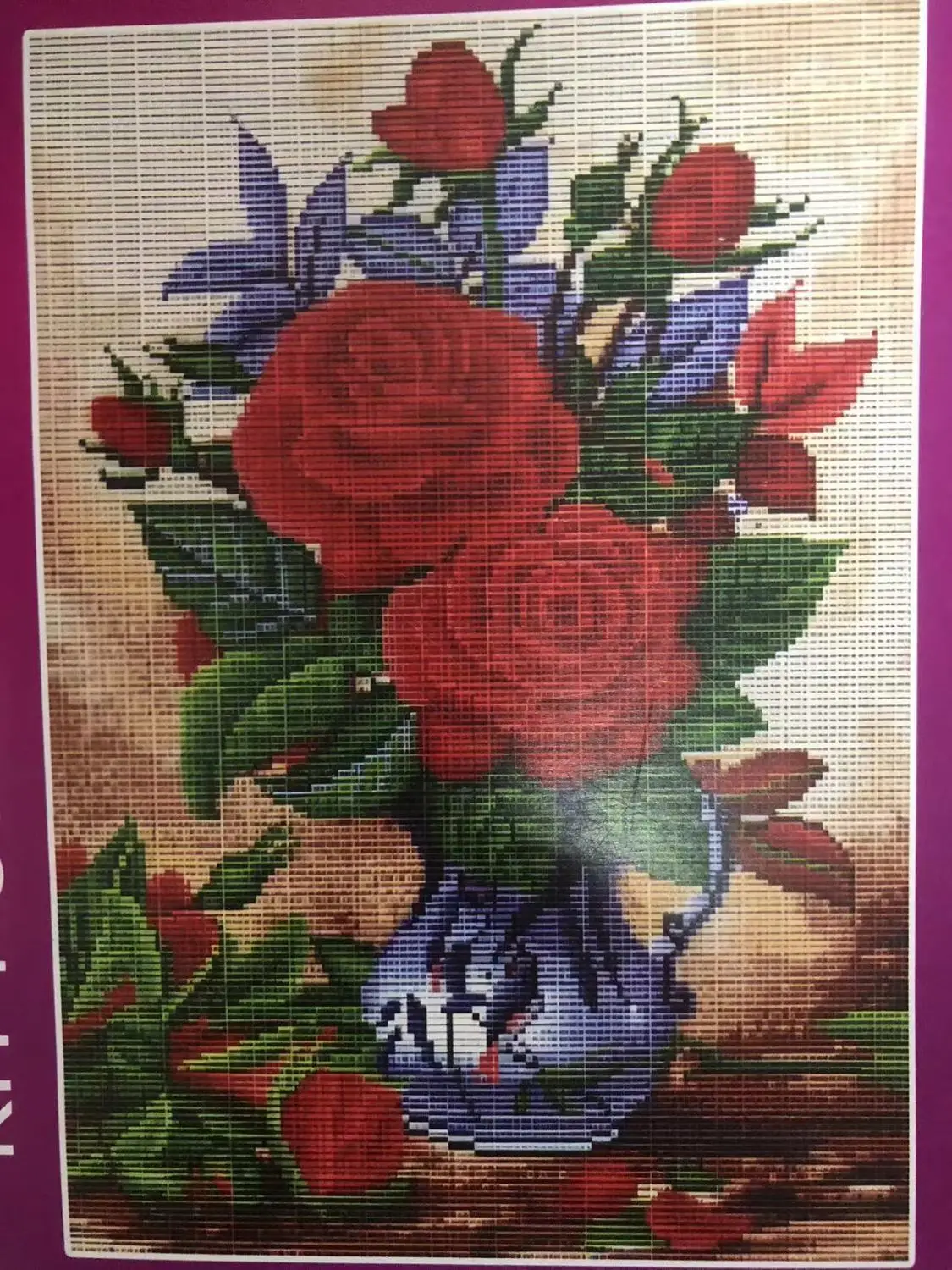 Handmade cross stitch finished product customized wall flower home decoration. Long delivery cycle within 2-5 months