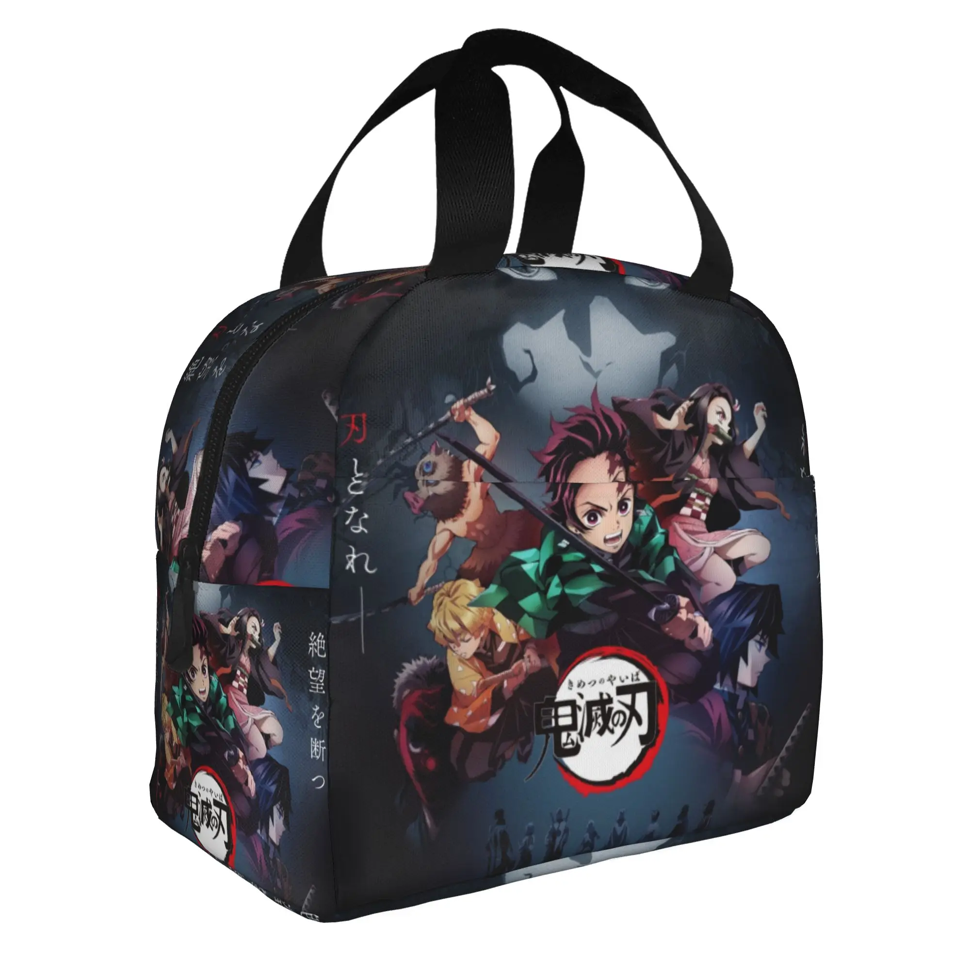 Custom Demon S-Slayer Kimetsu No Yaiba Insulated Lunch Bags for Women Anime Manga Resuable Cooler Thermal Food Lunch Box School
