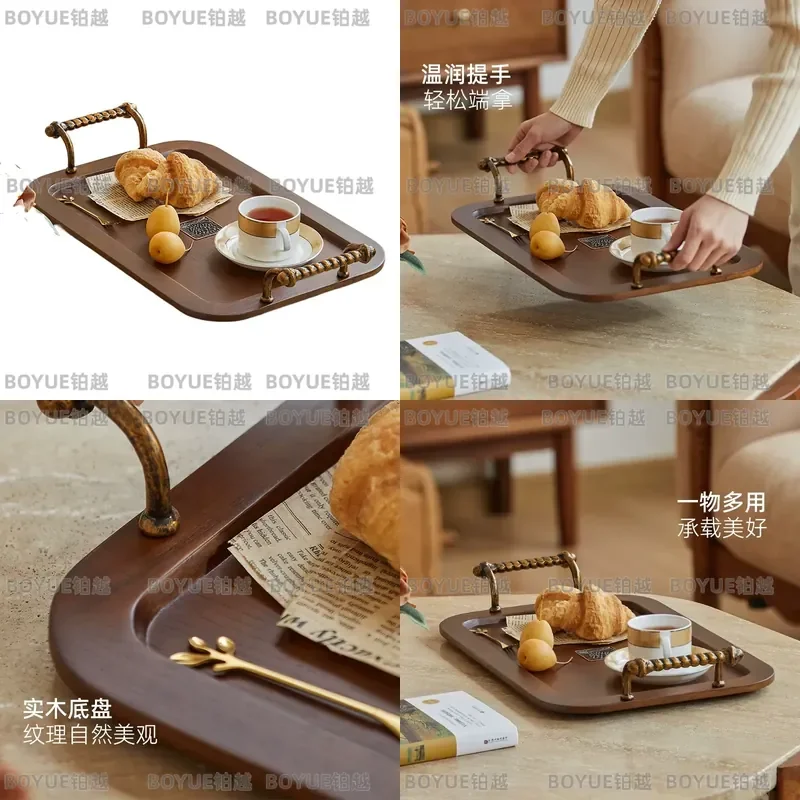 American Retro Rectangular Tea Tray Set High End Ceramic Dinner Plate Cup Holder European Style Living Room Home Decor