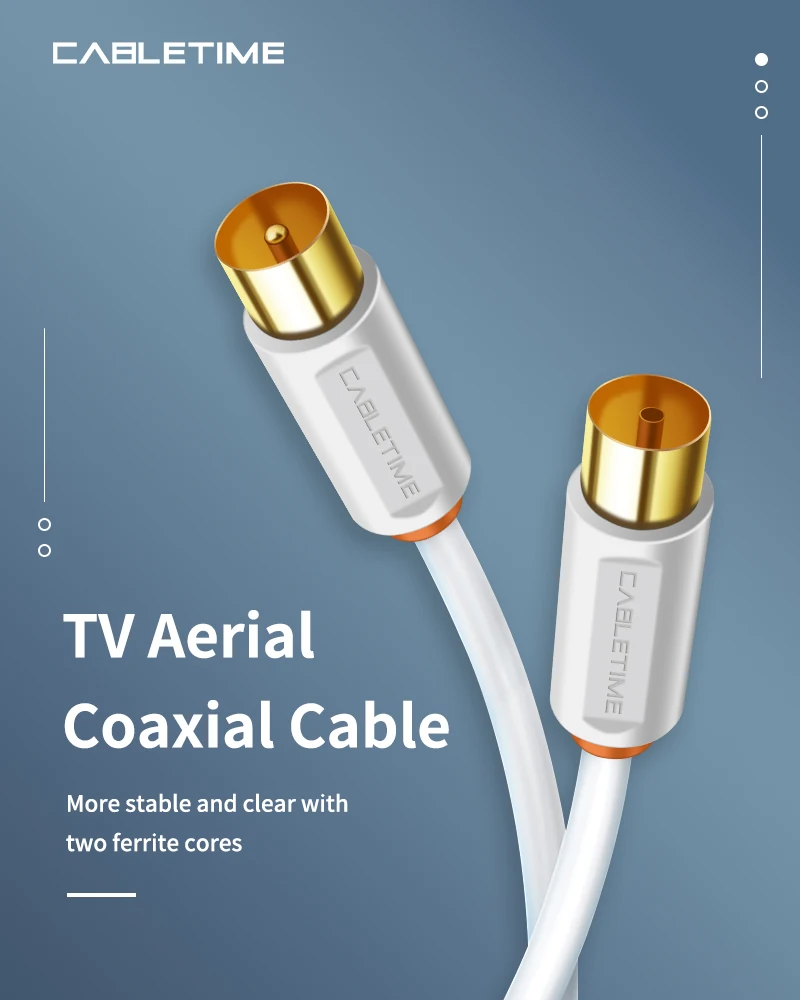 CABLETIME TV-Kabel M/F 3C2V Videokabel für hochauflösenden Fernseher HD Hochwertige Antenne TV STB Digital TV Line C268 – Detail 1