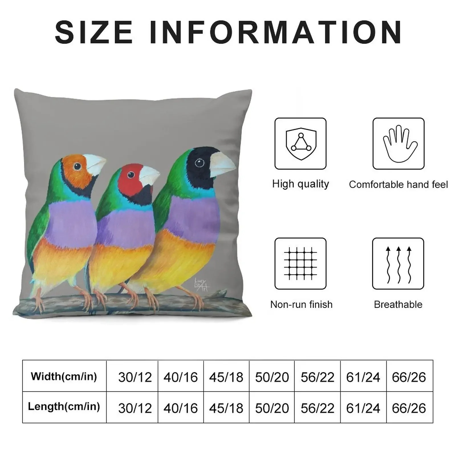 Gouldian Finches Throw Pillow Decorative pillowcase Luxury Sofa Cushions pillow