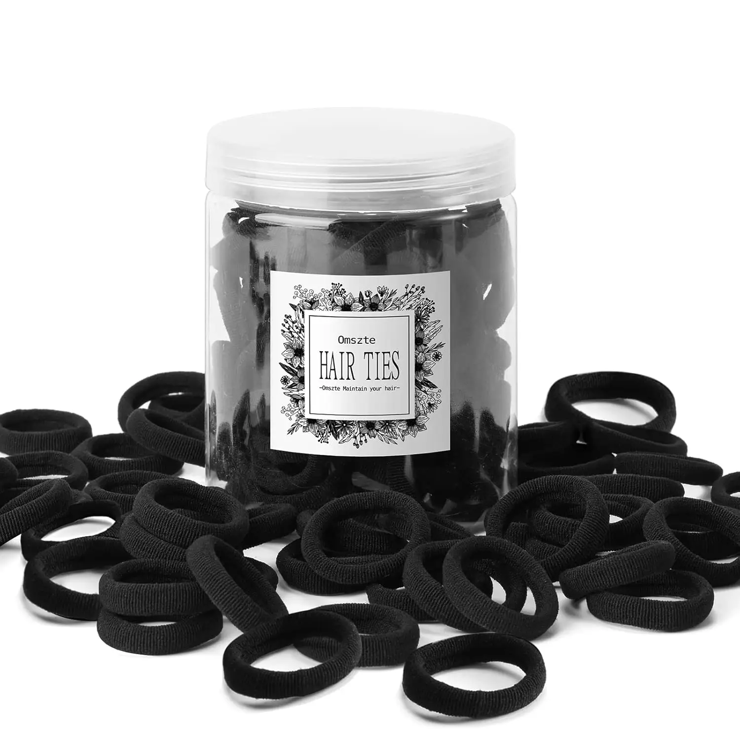 

100 Pcs Seamless Cotton Baby Hair Ties, Soft Elastic Ponytail Holders for Girls & Kids, Black
