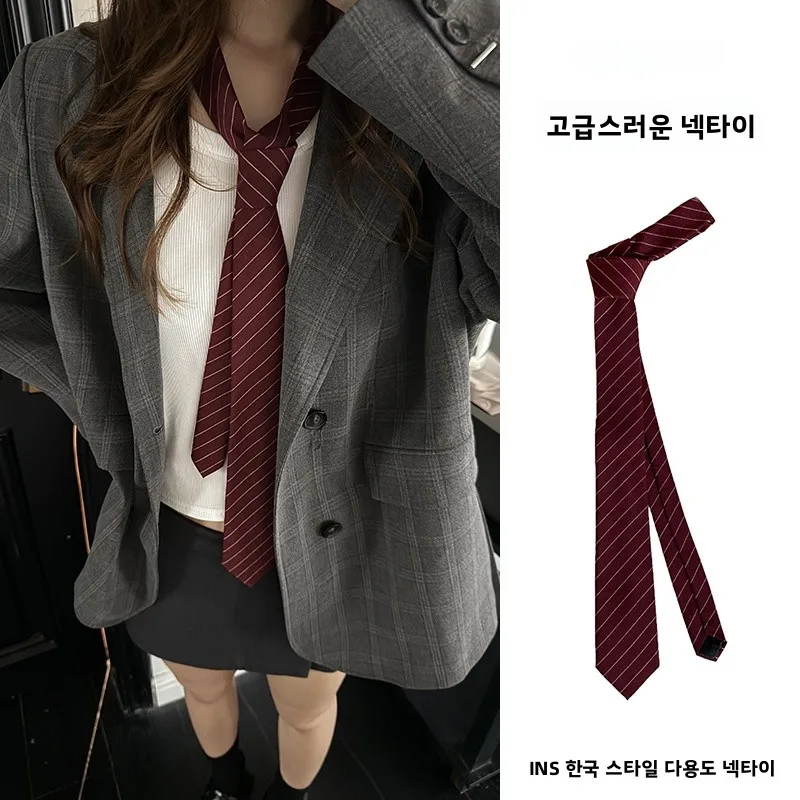 gravata-feminina-vintage-vermelho-vinho-listrada-estilo-coreano-de-alta-qualidade-acessorio-de-terno-versatil-para-outono-inverno
