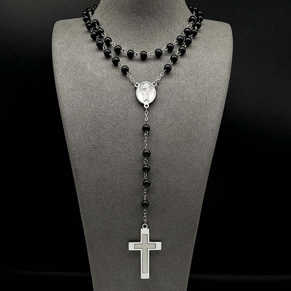 

Stainless Steel Christian JESUS CROSS Pendant Necklaces for Women Men Silver Color Long Chain Necklace Amulet Jewelry Gift