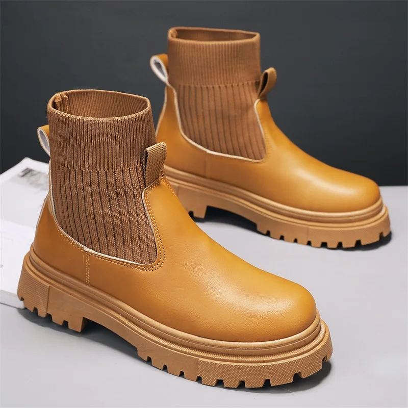 

Men's Ankle Boots New Autumn and Winter Sock Boots Fabric Elastic Tube Versatile Popular Trendy Shoes 2024 Casual Men's Boots