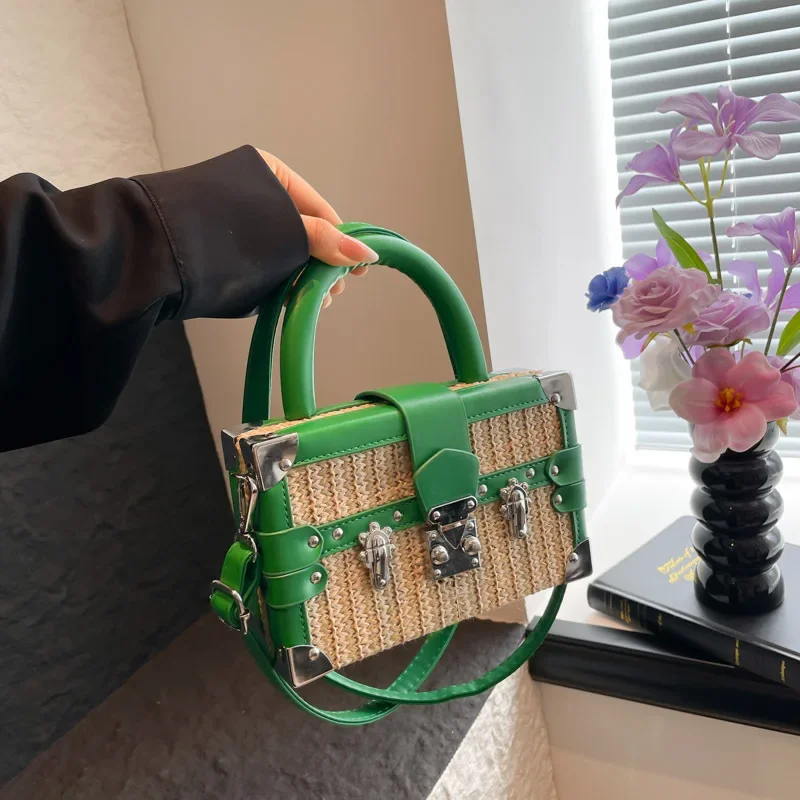 

2025 New Trendy Women's Box Bag - Patchwork Design, Unique Personality, All-match Shoulder Crossbody