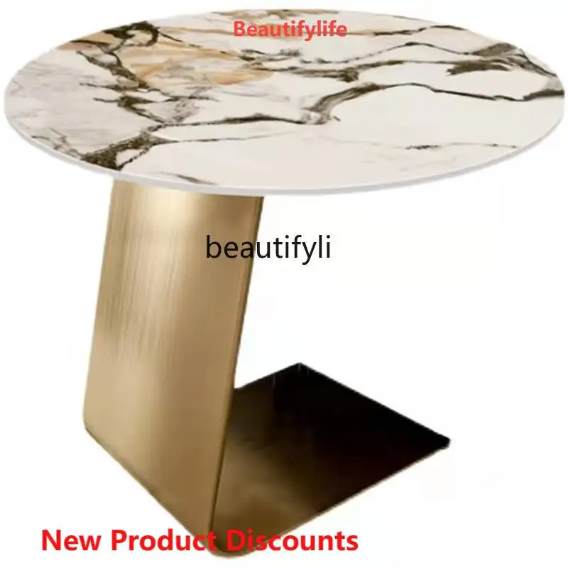 

01A Modern Light Luxury Stone Plate Corner Table Minimalist Sofa Removable Tea Side Table Living Room Small Coffee Table
