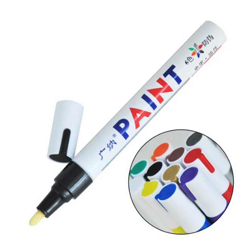 6 Pcs Colorful Permanent Paint Marker Waterproof White Markers tire tread rubber fabric Paint metal 12 Colors Paint Marker Pens