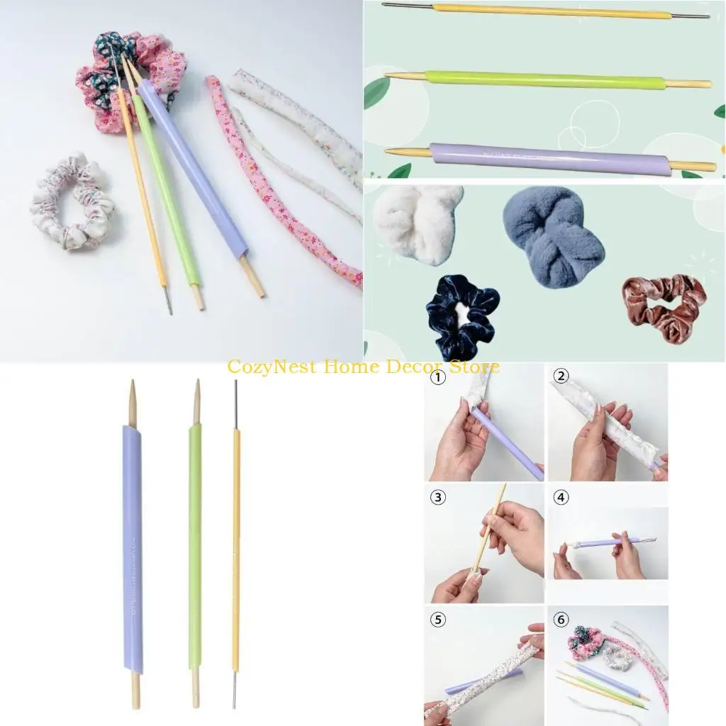 92MF أنبوب النسيج Turners مجموعة خياطة النسيج من 3 لربطة حزام Scrunchies DIY