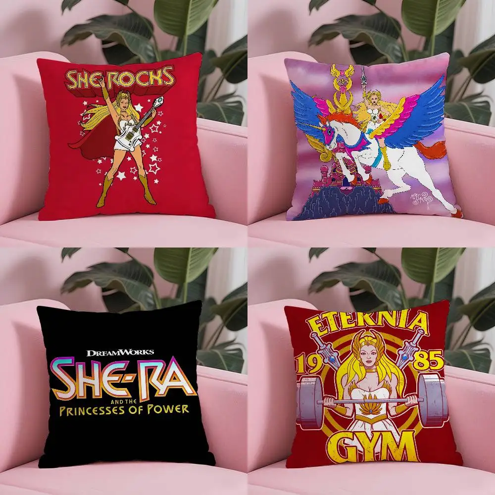 Anime She-Ra-Princess of Power Pillow Case Anti-dustmite Pillowcase Invisible zipper silky short plush Sofa cushion cover