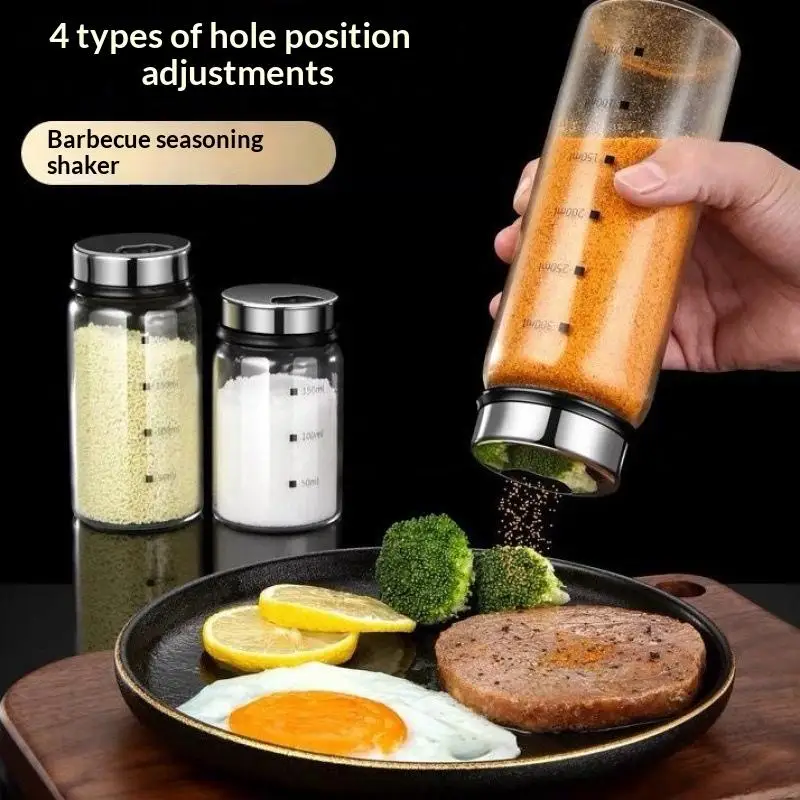 1Pc Rotary Lid High Borosilicate Glass Seasoning Can 200/300/500ml Seal Bottle For Salt Pepper Sesame Spice Shaker