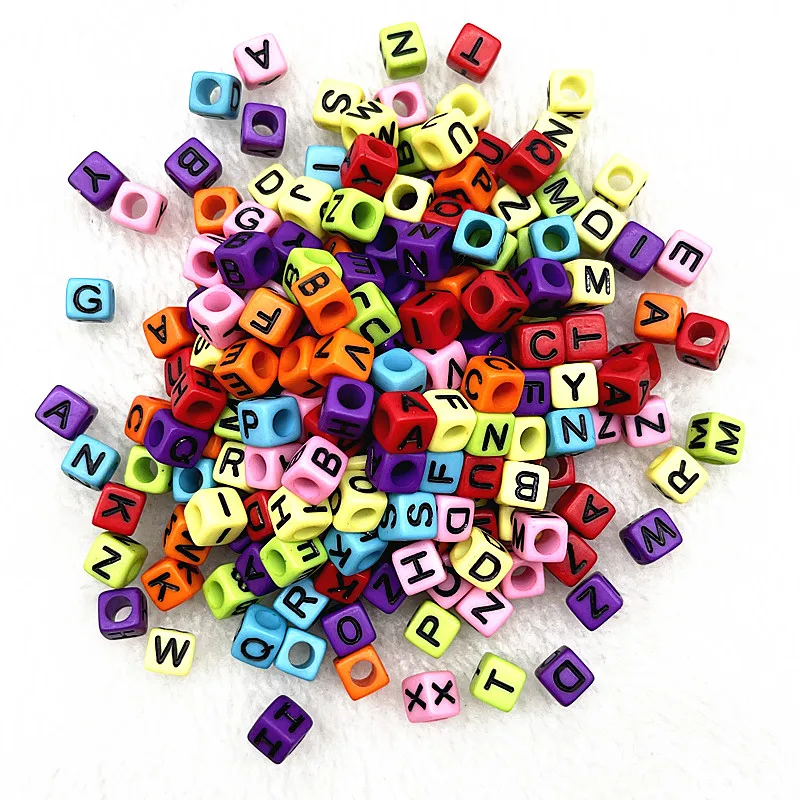 100pcs 7x4mm 6x6mm Mixed Alphabet Letter Beads Charms Beads for Making Jewelry Diy Handmade Bracelets Accessories