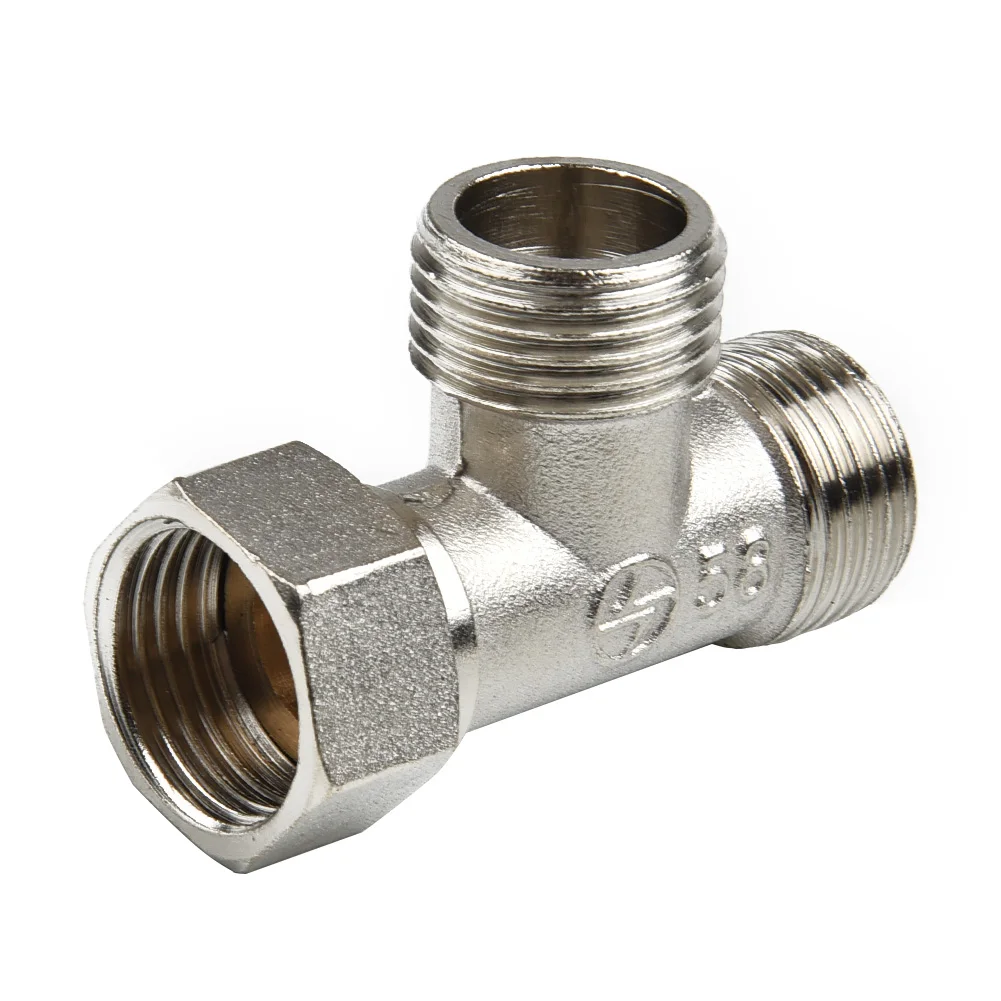 

G1/2 3-Way Copper T Adapter Diverter Valve For Bath Bidet Sprayer Female Male Thread Connect Faucet Connector Water Splitter